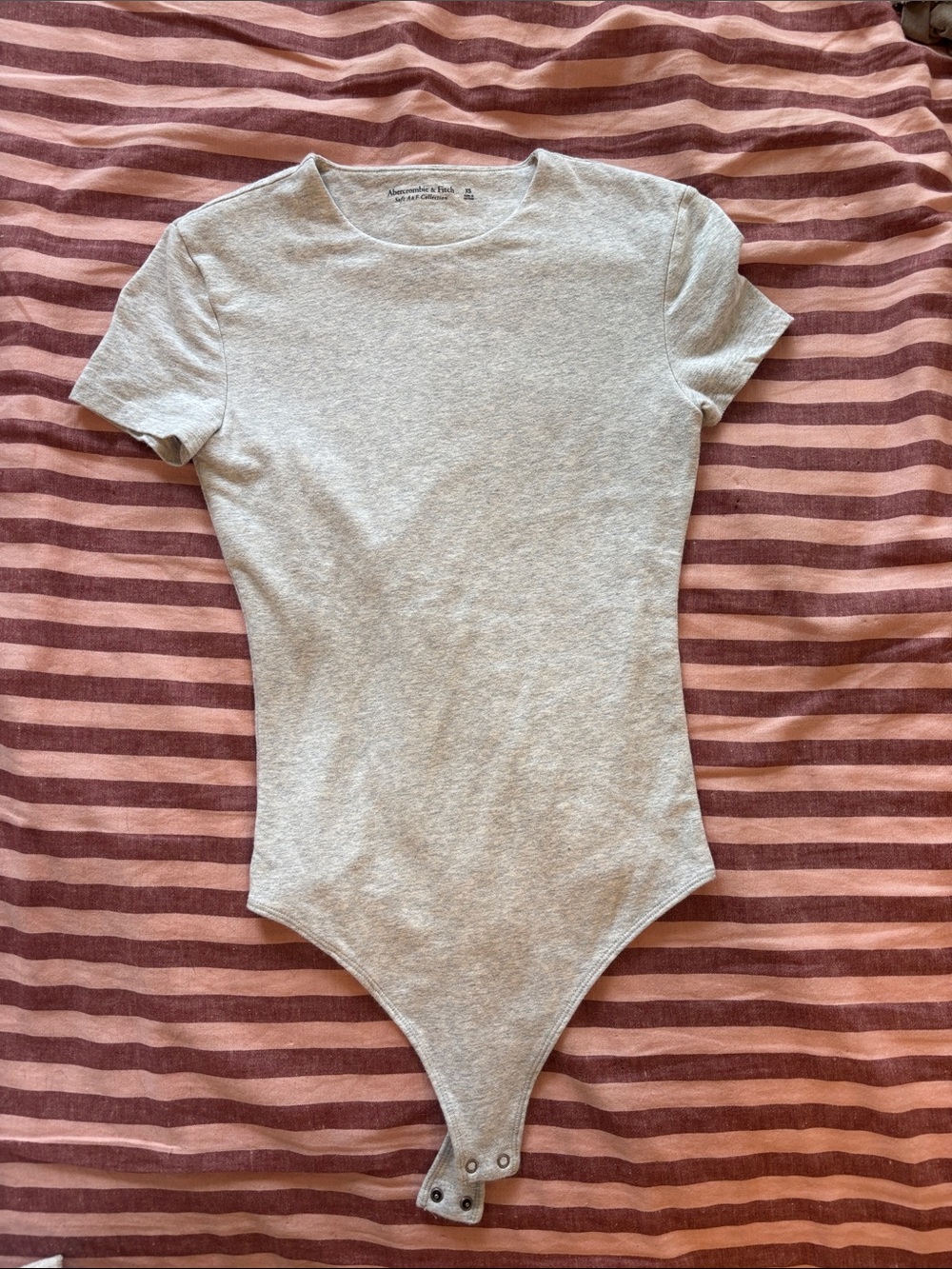 Abercrombie & Fitch Light Gray Short Sleeve Bodysuit